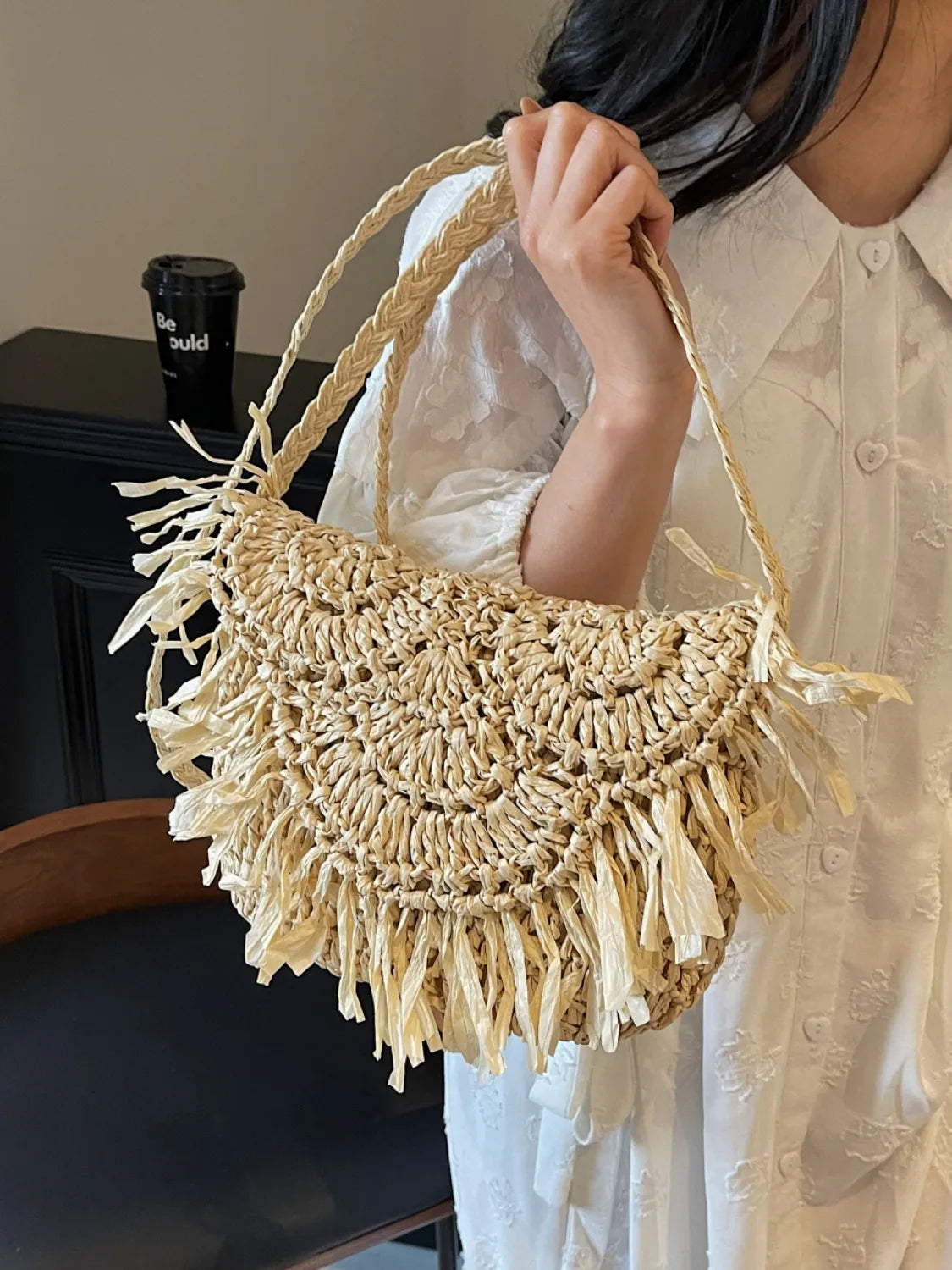 Straw Braided Fringe Shoulder Bag Carauana Store