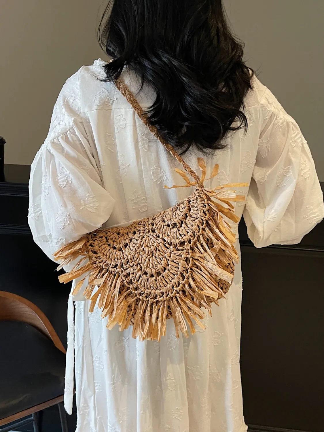 Straw Braided Fringe Shoulder Bag Carauana Store