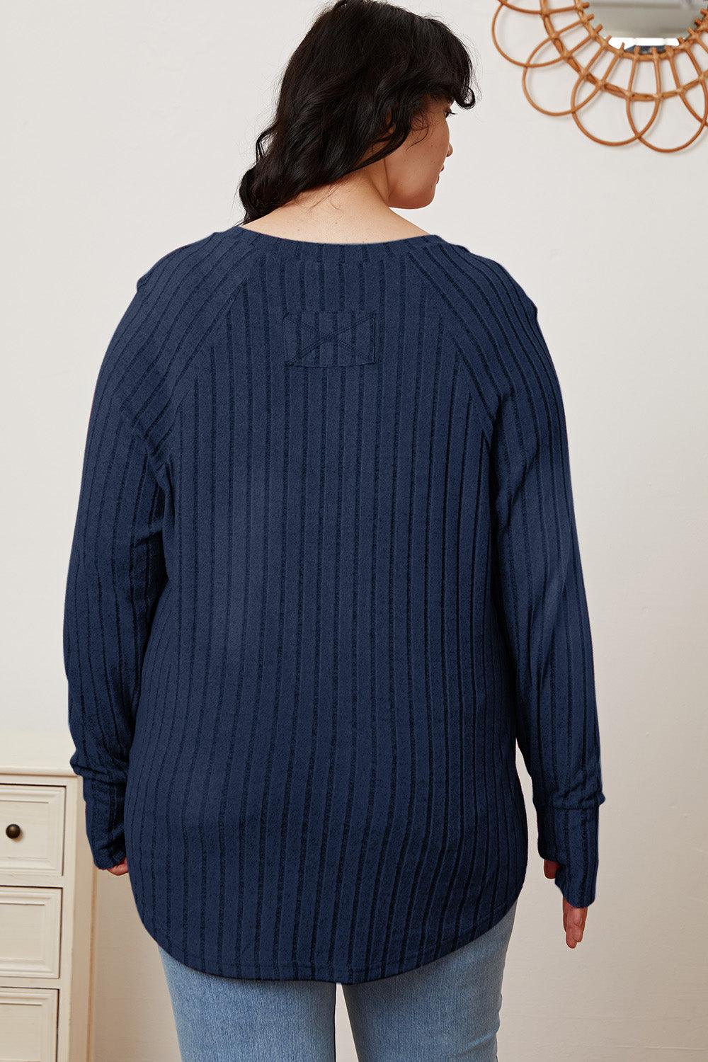 Basic Bae Full Size Ribbed Thumbhole Sleeve T-Shirt Carauana Store