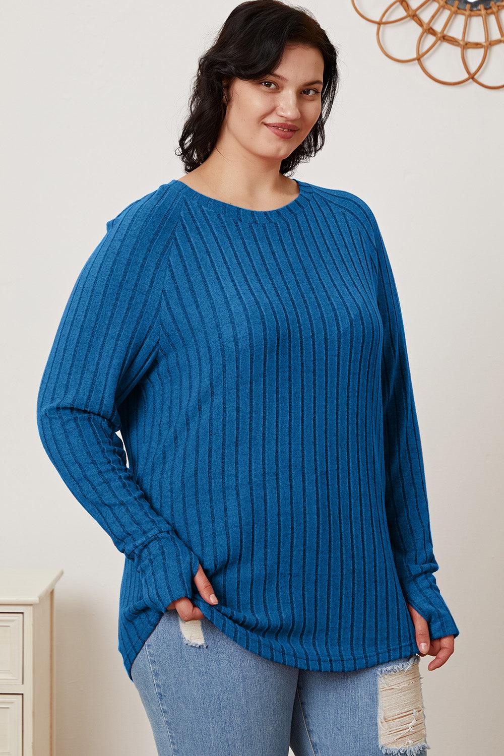 Basic Bae Full Size Ribbed Thumbhole Sleeve T-Shirt Carauana Store
