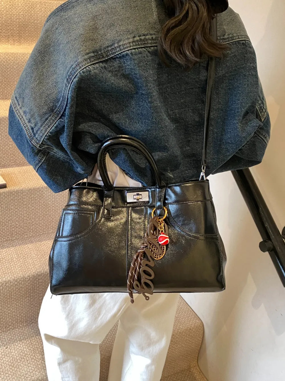 PU Leather Handbag with Pendant Carauana Store