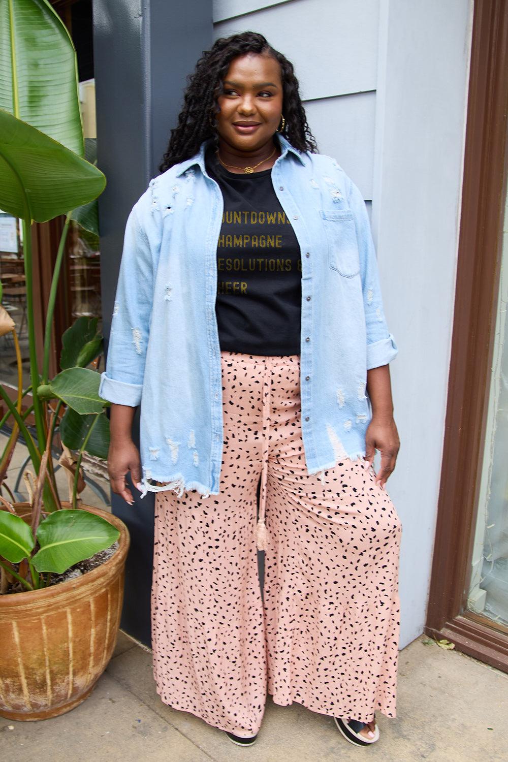 Simply Love Full Size COUNTDOWNS CHAMPAGNE RESOLUTIONS & CHEER Round Neck T-Shirt Carauana Store