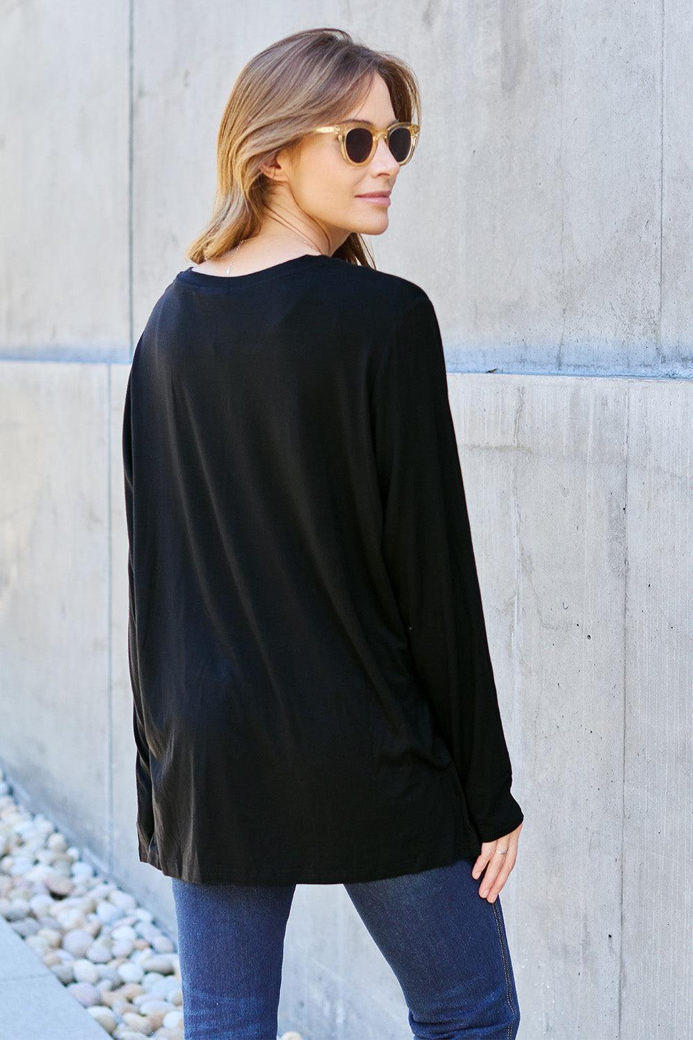 Basic Bae Full Size V-Neck Long Sleeve Top Carauana Store