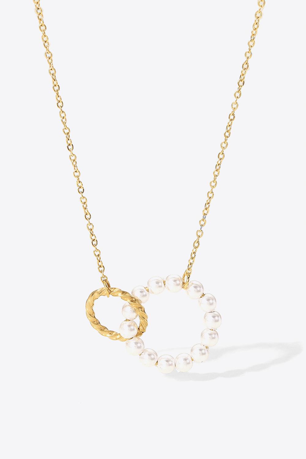 Pearl Hoop Link Pendant Necklace Carauana Store