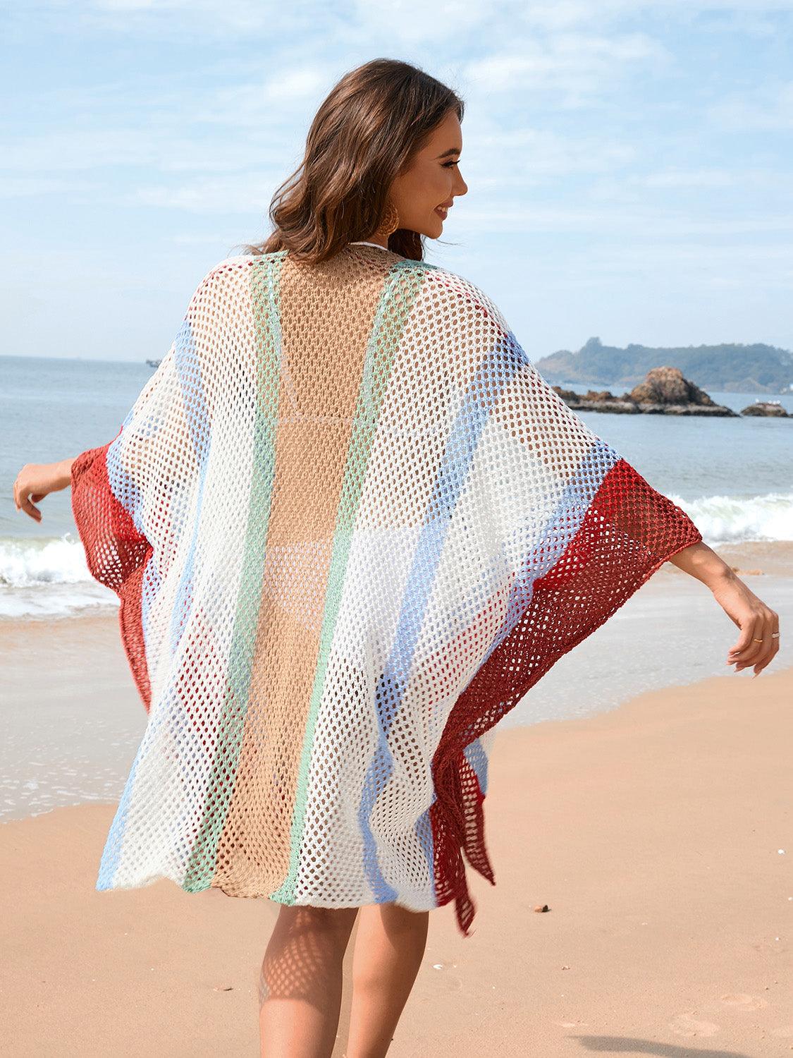 Openwork Color Block Plunge Cover-Up Carauana Store