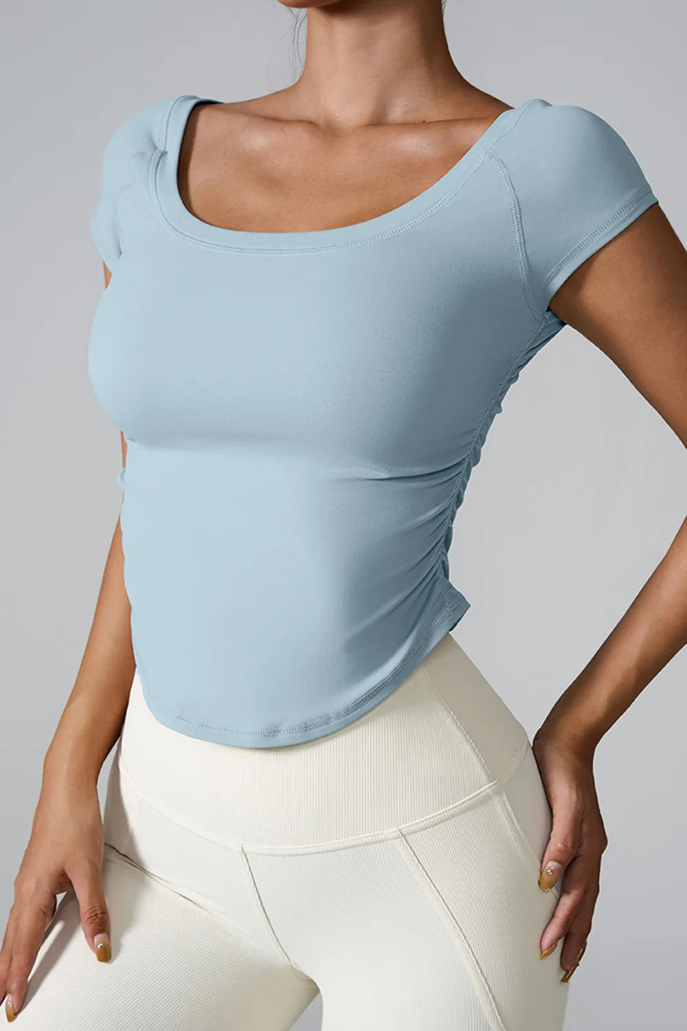 Round Neck Short Sleeve Active T-Shirt Carauana Store