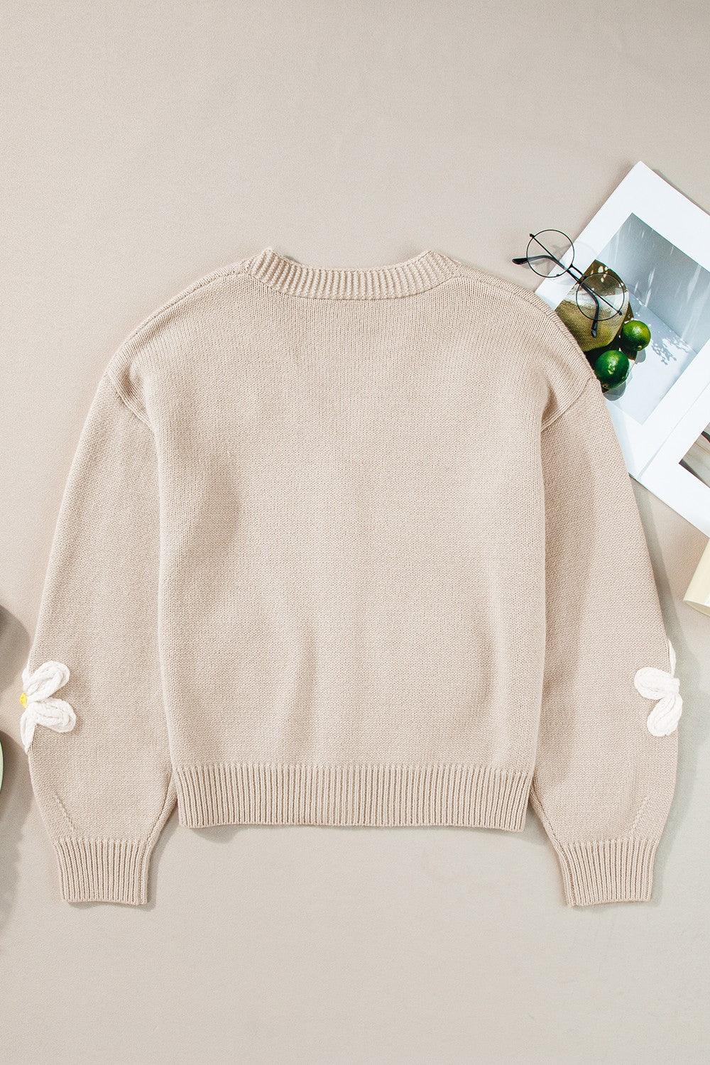 Flower Dropped Shoulder Long Sleeve Cardigan Carauana Store