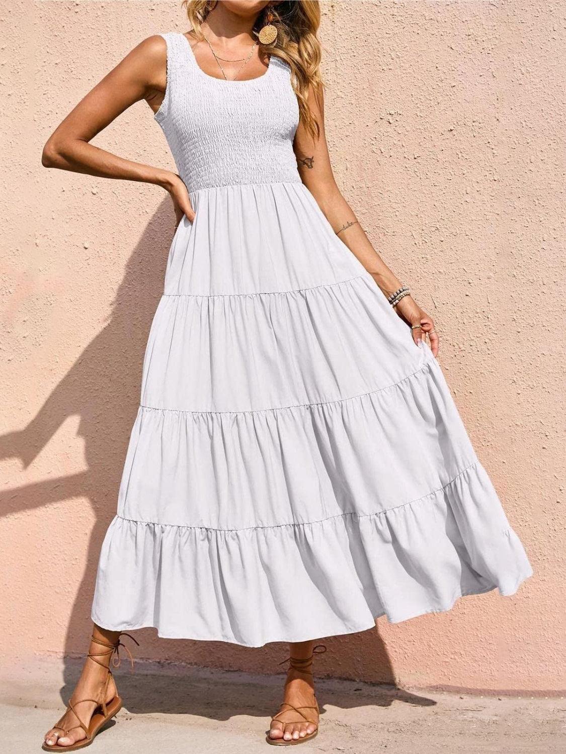Tiered Smocked Wide Strap Dress Carauana Store