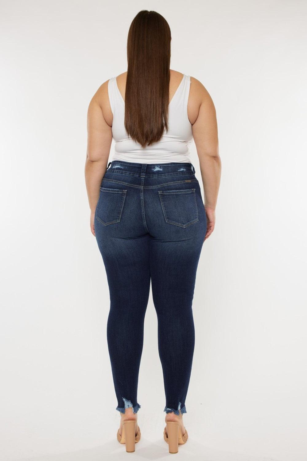 Kancan Full Size Cat's Whiskers Raw Hem High Waist Jeans Carauana Store