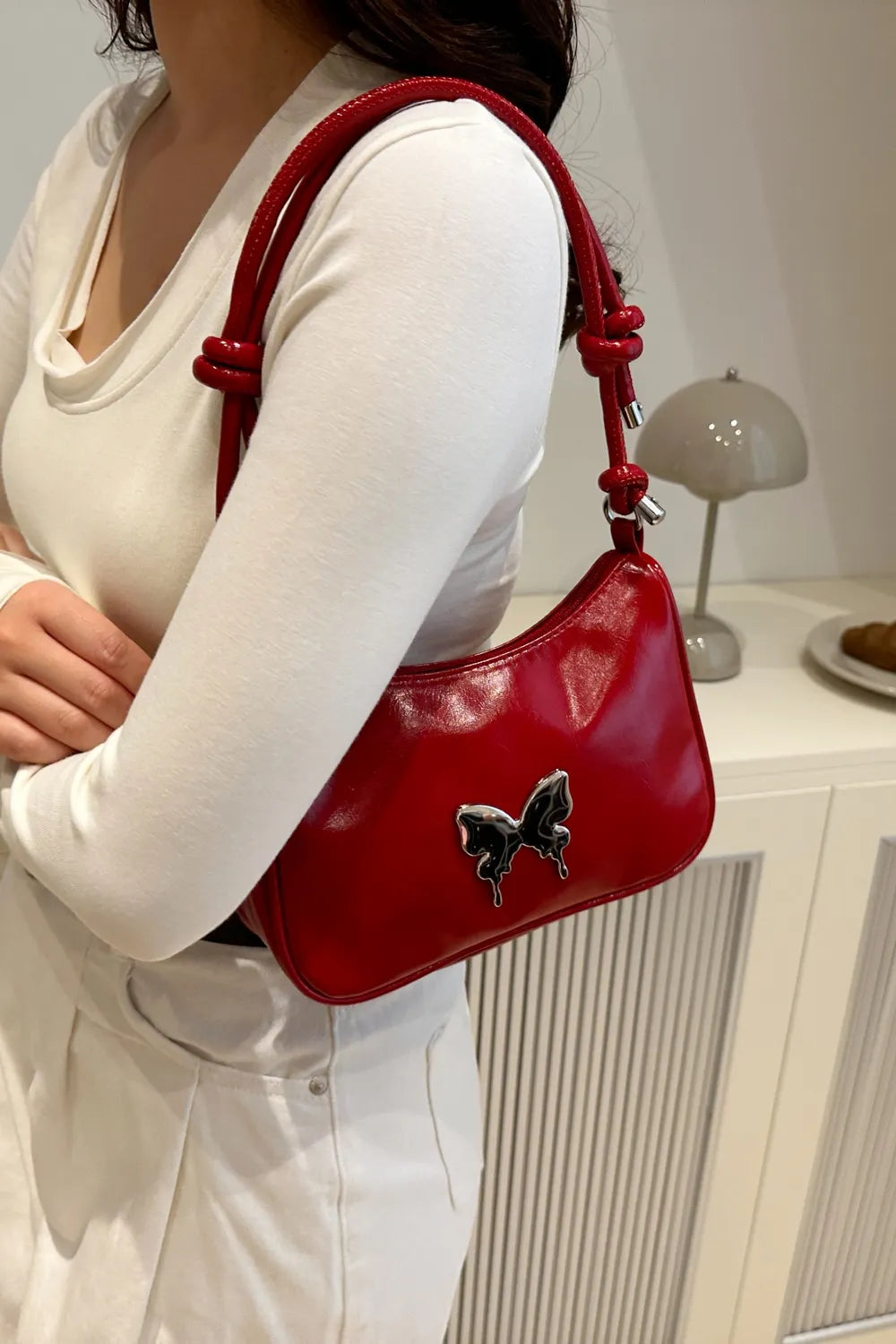 Butterfly PU Leather Knotted Strap Shoulder Bag Carauana Store