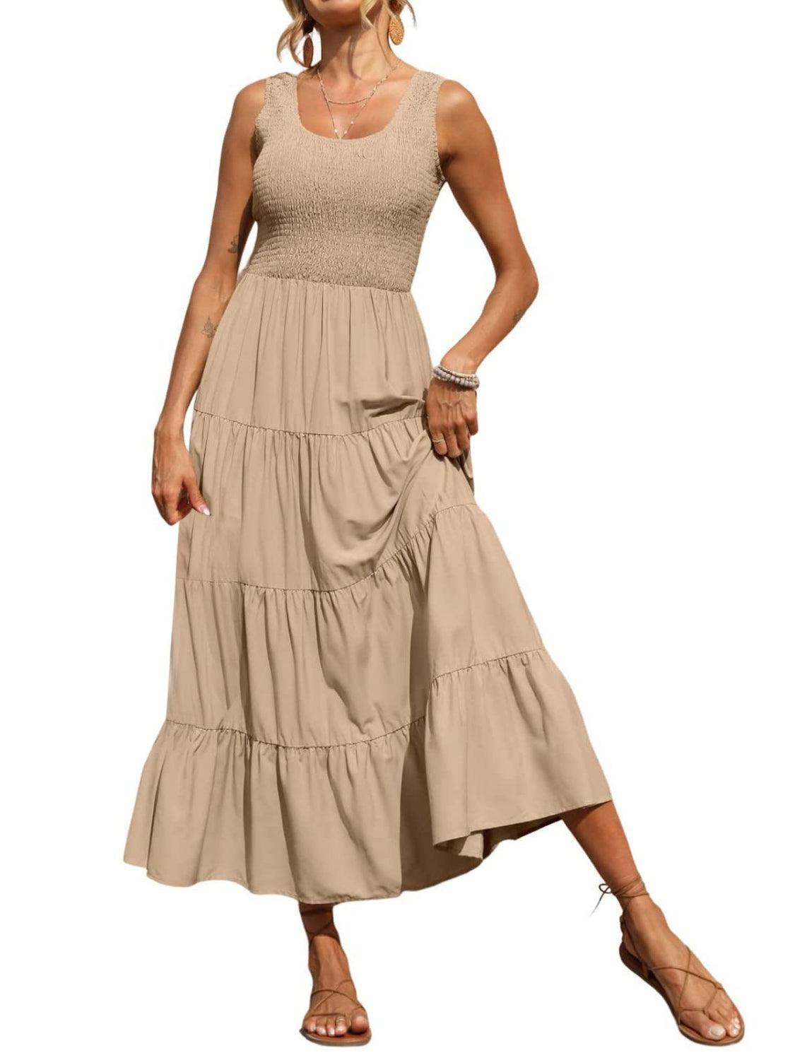 Tiered Smocked Wide Strap Dress Carauana Store