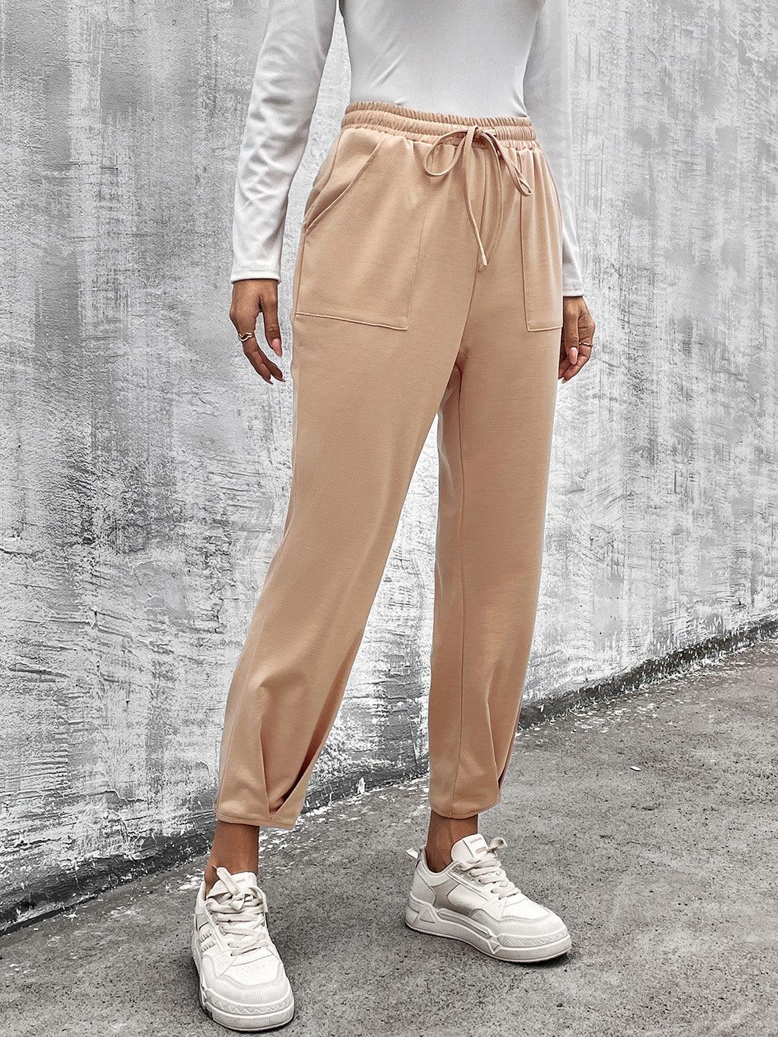 Drawstring Straight Pants with Pockets Carauana Store