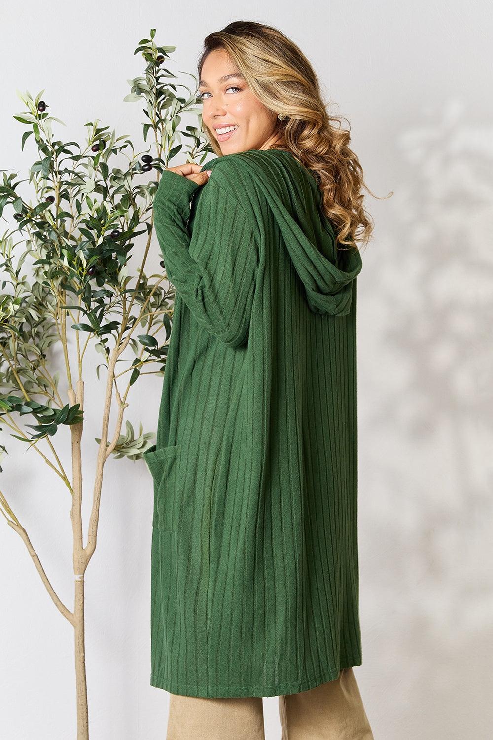 Basic Bae Full Size Hooded Sweater Cardigan Carauana Store