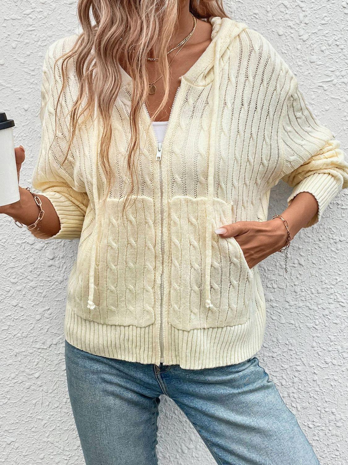 Perfee Zip Up Long Sleeve Hooded Cardigan Carauana Store