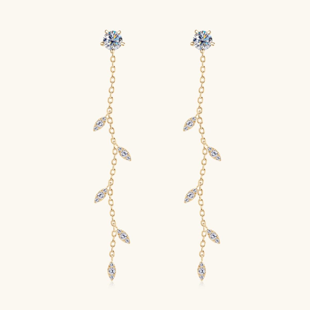 1.38 Carat Moissanite 925 Sterling Silver Leaf Earrings Carauana Store