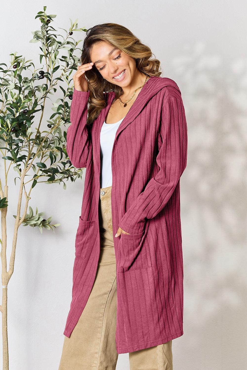 Basic Bae Full Size Hooded Sweater Cardigan Carauana Store