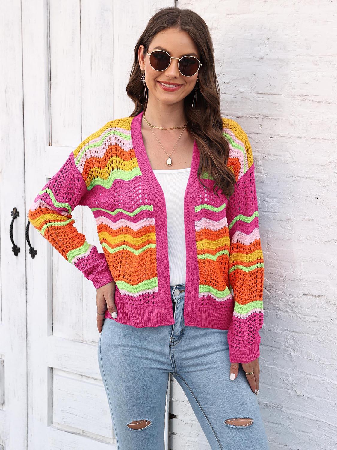 Open Front Openwork Cardigan Carauana Store