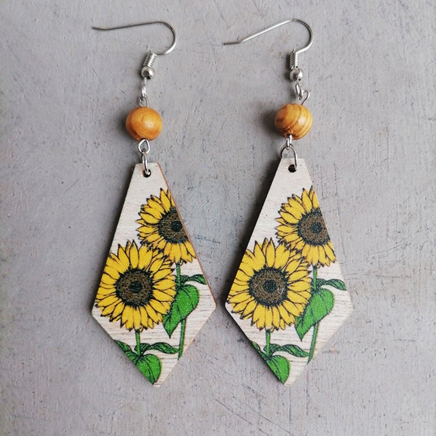 Floral Wooden Teardrop Earrings Carauana Store