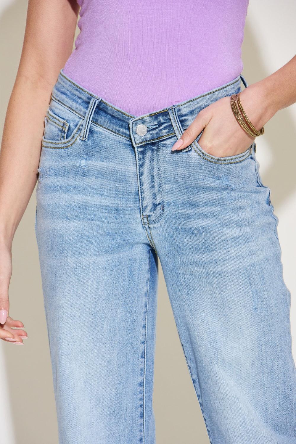 Judy Blue Full Size V Front Waistband Straight Jeans Carauana Store