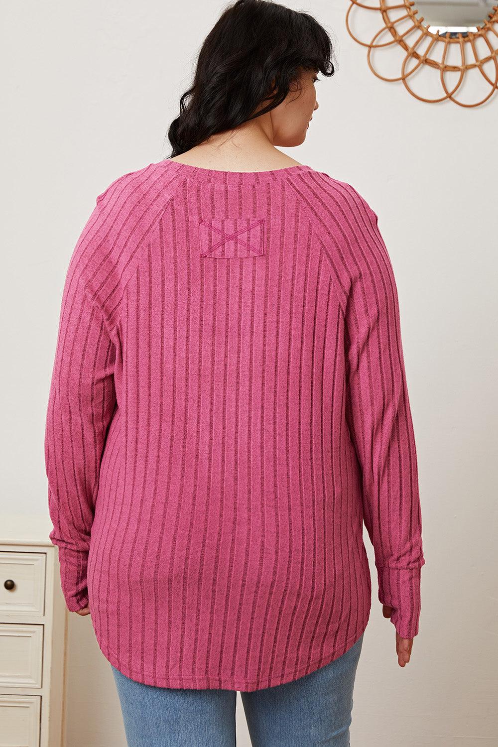 Basic Bae Full Size Ribbed Thumbhole Sleeve T-Shirt Carauana Store