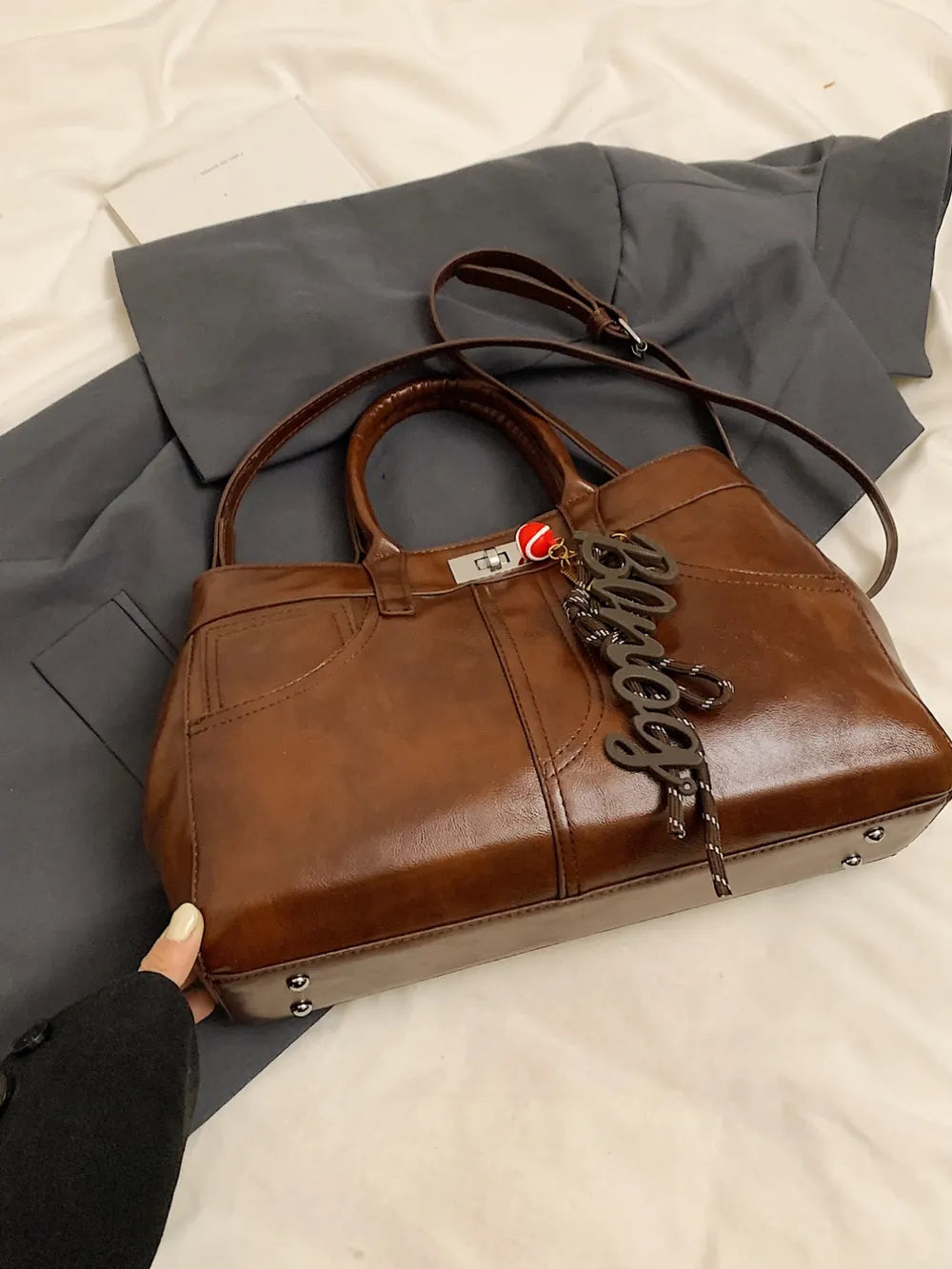 PU Leather Handbag with Pendant Carauana Store