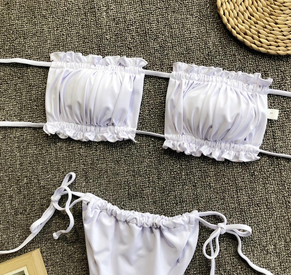 Frill Trim Ruched Bikini Set Carauana Store