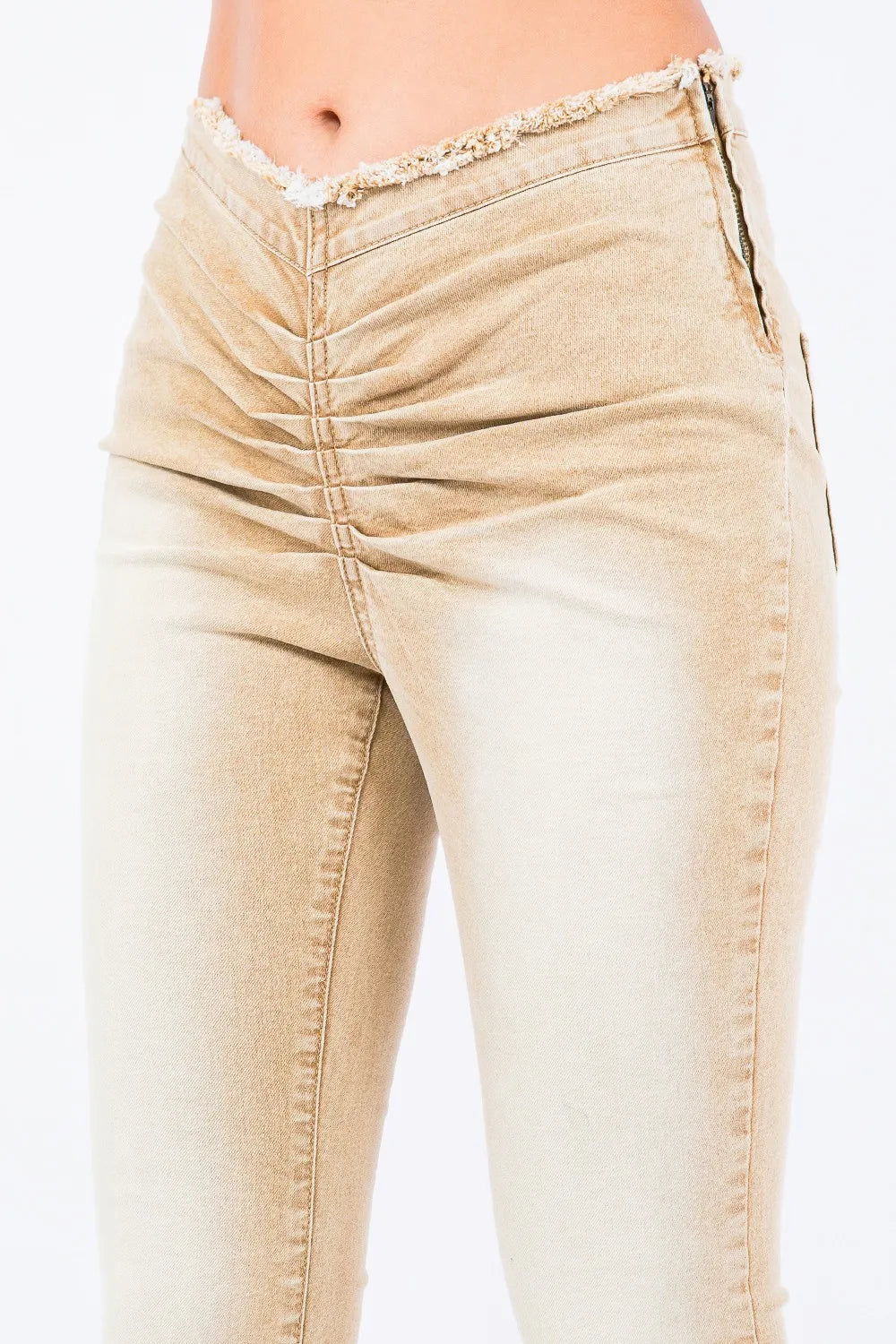 American Bazi V-Cut Ruched Flare Pants Carauana Store