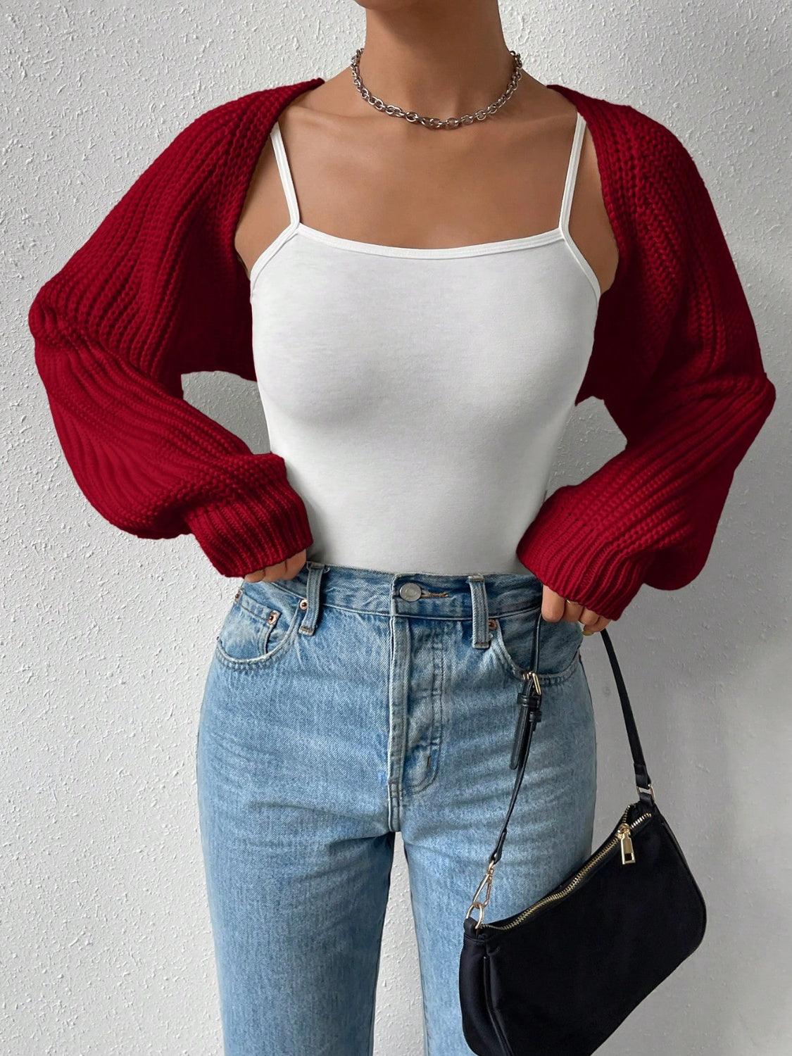 Honey Open Front Long Sleeve Cropped Cardigan Carauana Store