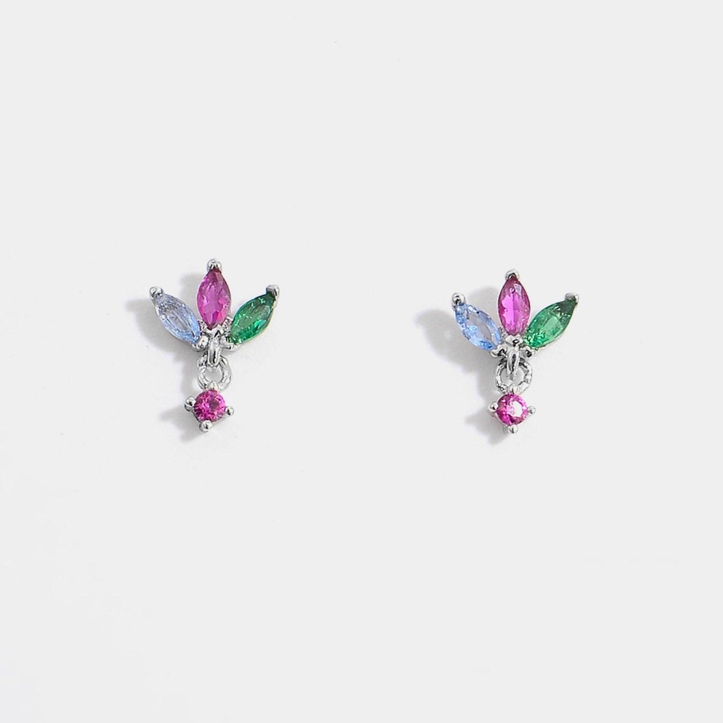 Inlaid Zircon 925 Sterling Silver Geometric Stud Earrings Carauana Store