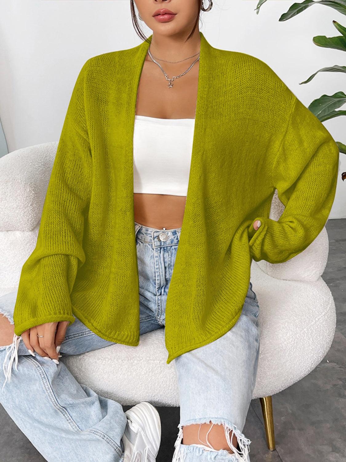 Open Front Dropped Shoulder Cardigan Carauana Store