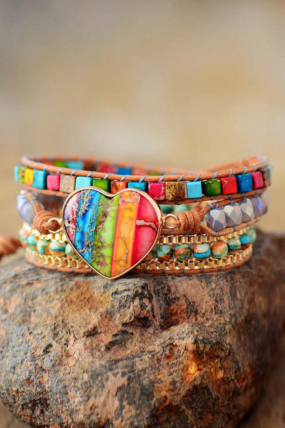 Imperial Jasper & Crystal Layered Bracelet Carauana Store