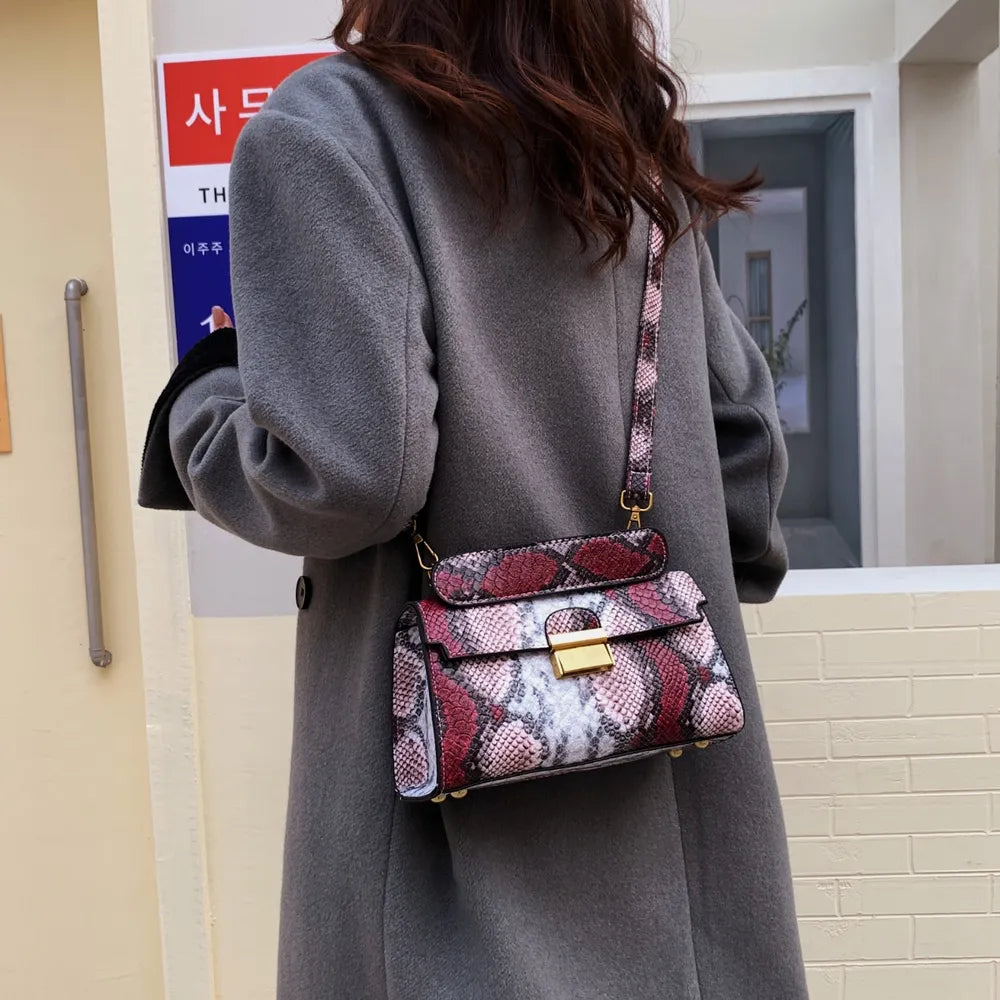 PU Leather Snakeskin Print Crossbody Bag Carauana Store