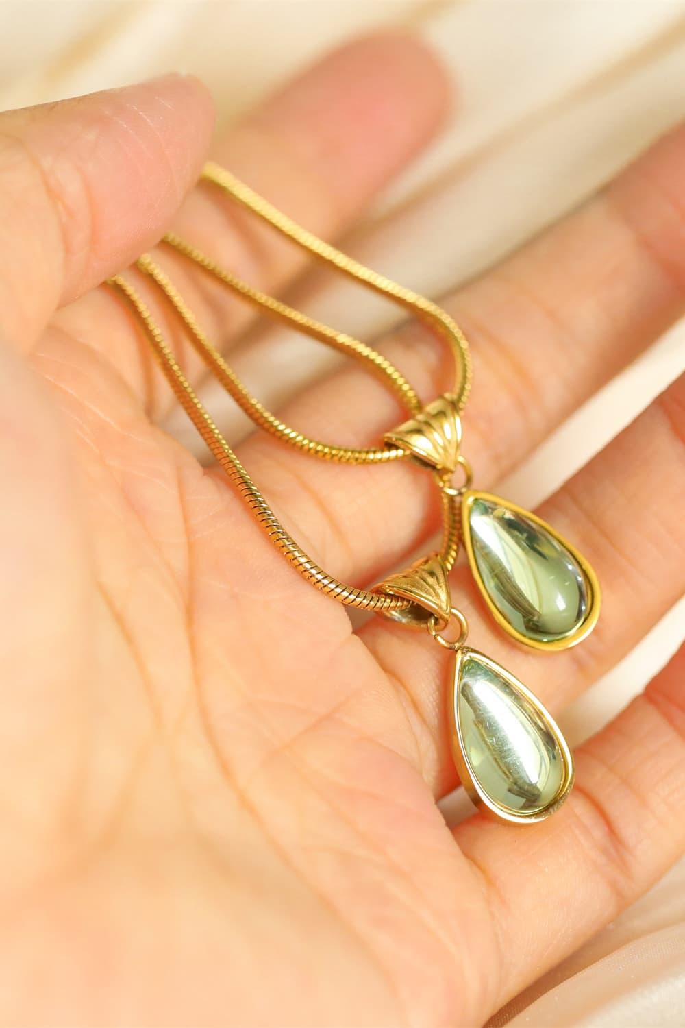 Teardrop Shape Titanium Steel Pendant Necklace Carauana Store