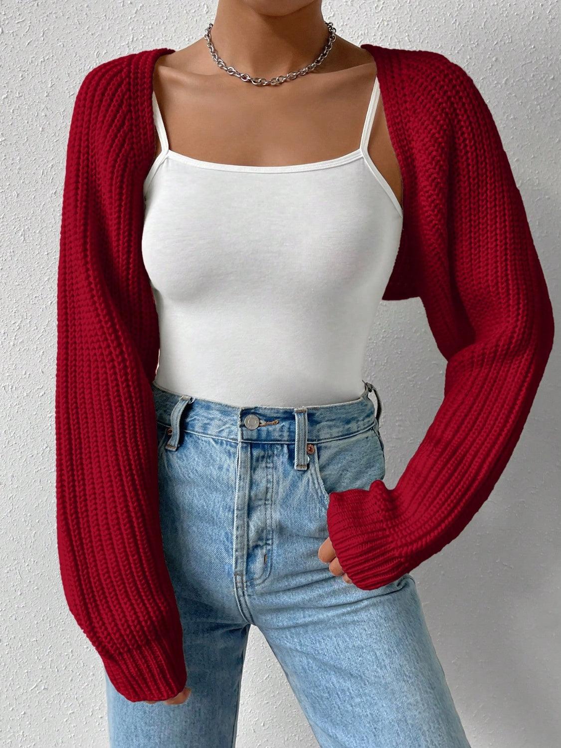 Honey Open Front Long Sleeve Cropped Cardigan Carauana Store