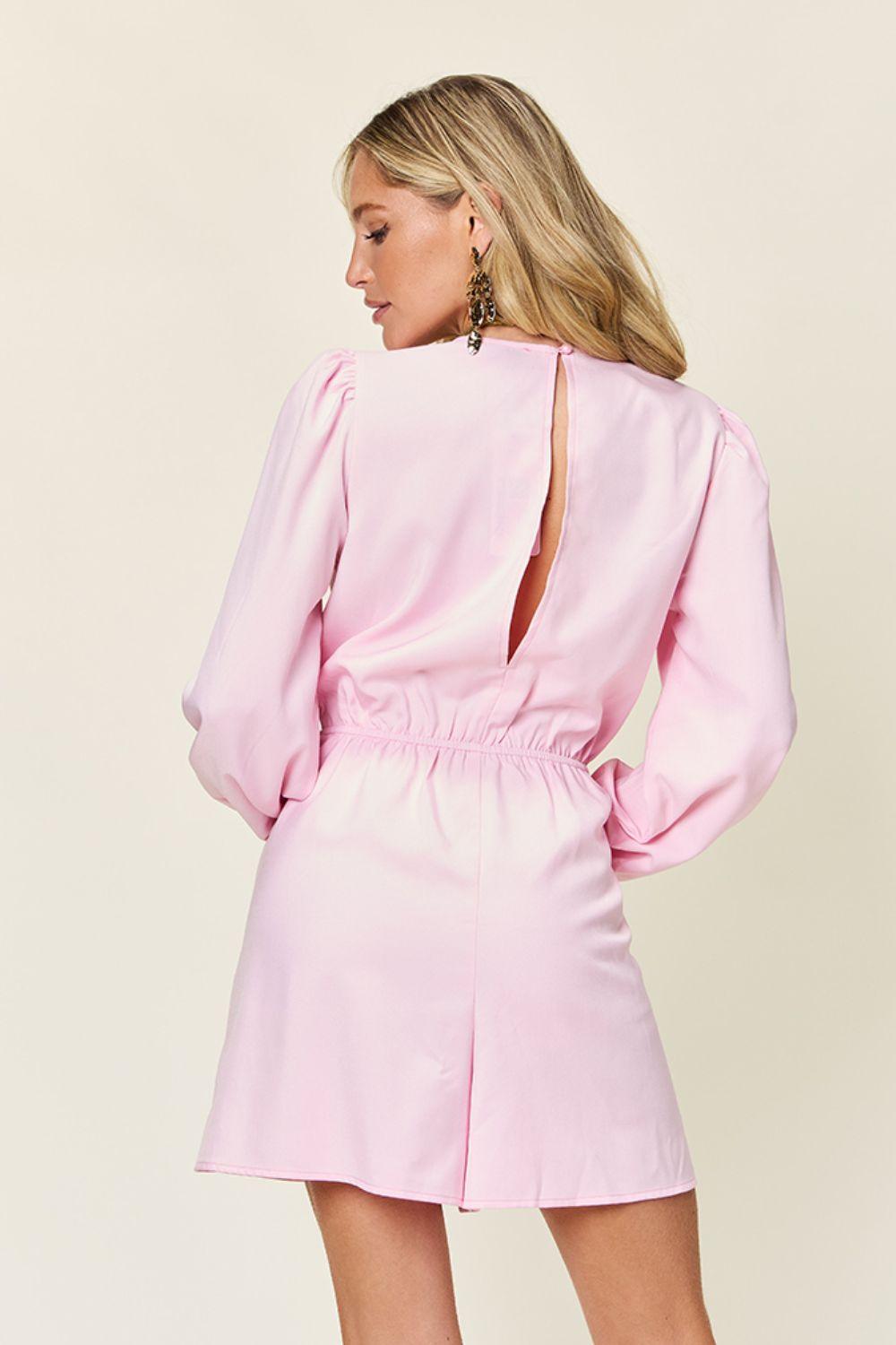 Double Take Full Size Drawstring Long Sleeve Romper Carauana Store