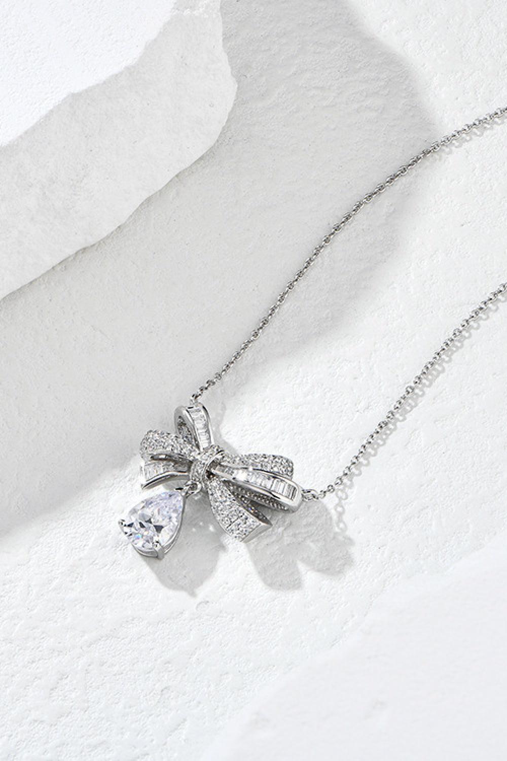 Teardrop Shape 925 Sterling Silver Zircon Pendant Necklace Carauana Store