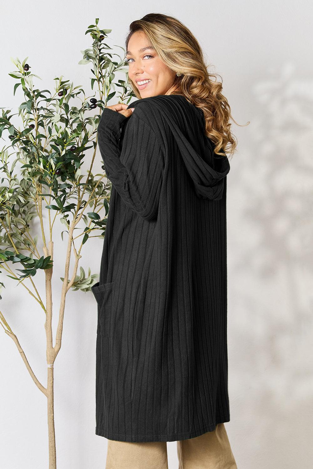 Basic Bae Full Size Hooded Sweater Cardigan Carauana Store
