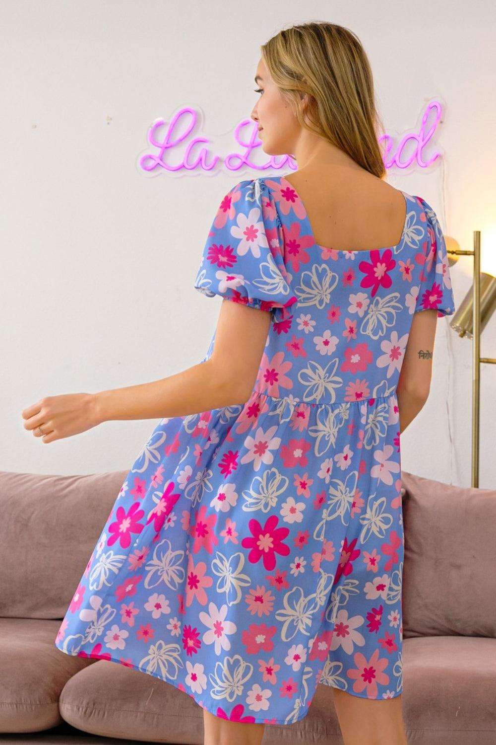 BiBi Floral Puff Sleeve Mini Dress Carauana Store