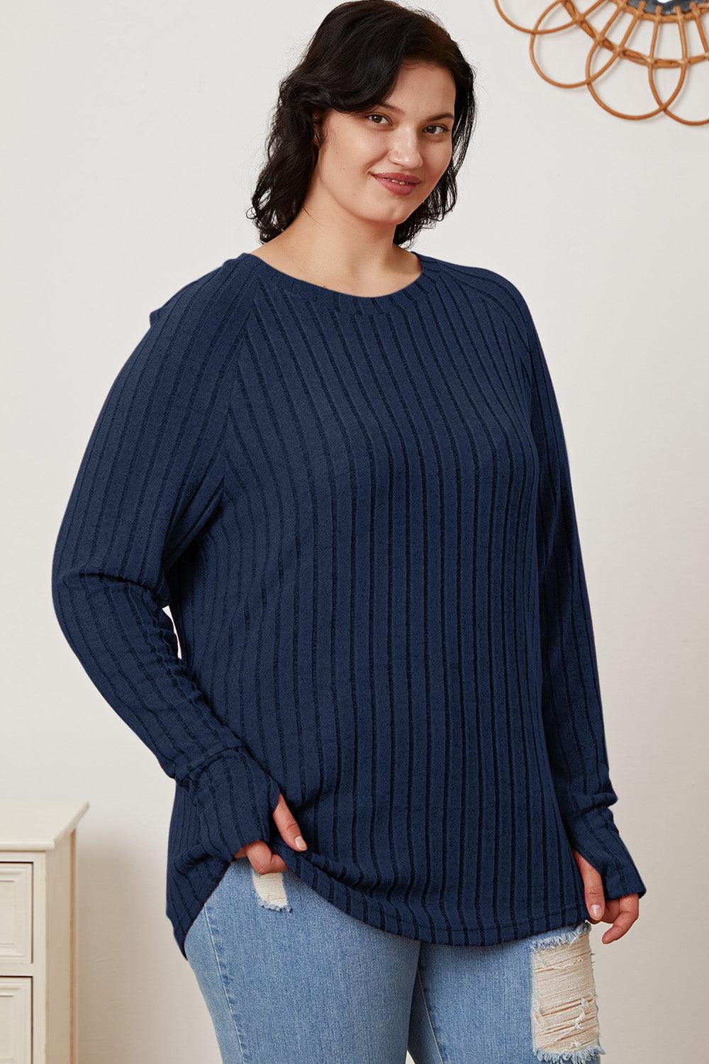 Basic Bae Full Size Ribbed Thumbhole Sleeve T-Shirt Carauana Store
