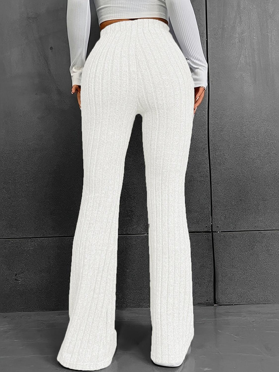 Ribbed High Waist Bootcut Pants Carauana Store