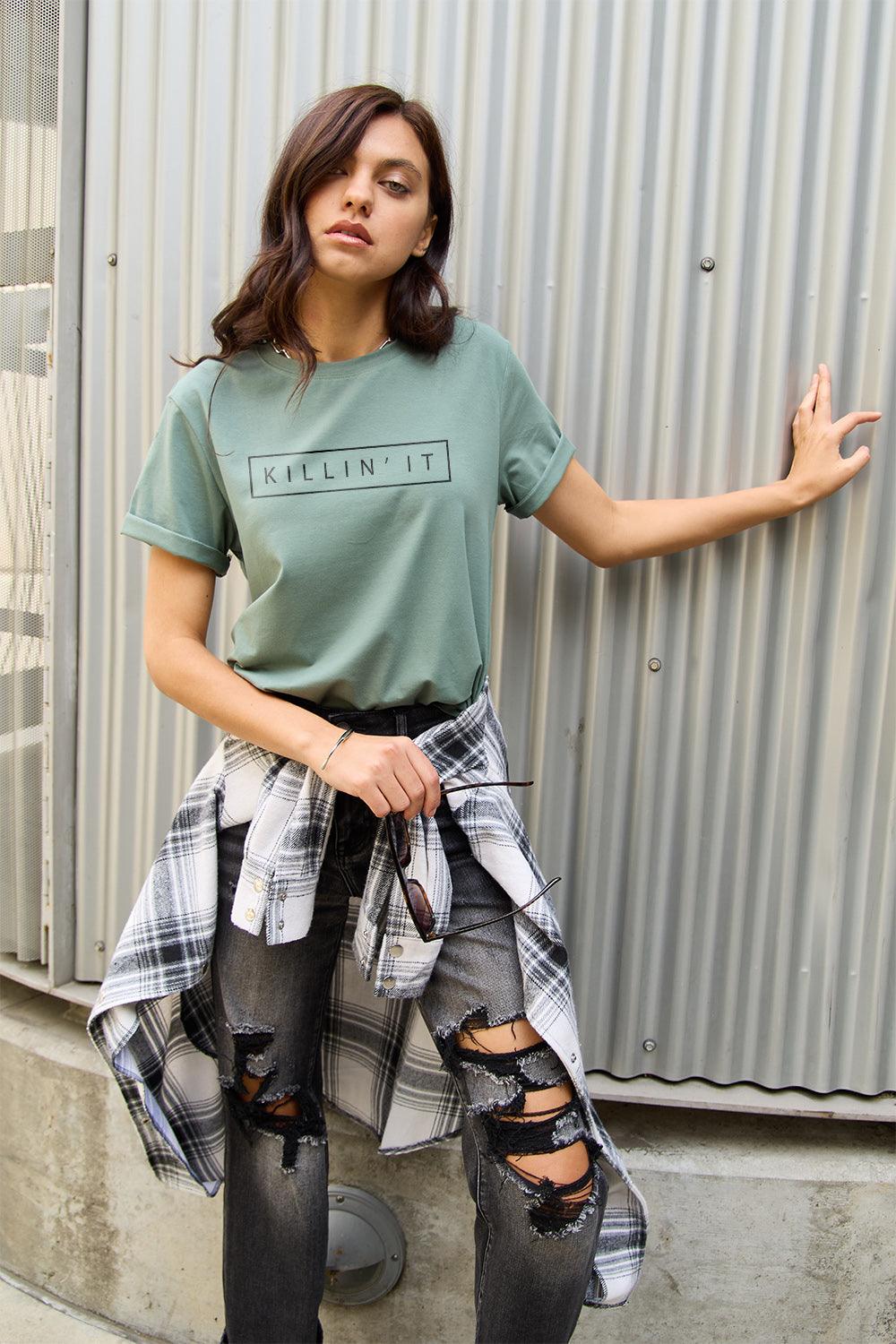 Simply Love Full Size KILLIN'IT Short Sleeve T-Shirt Carauana Store