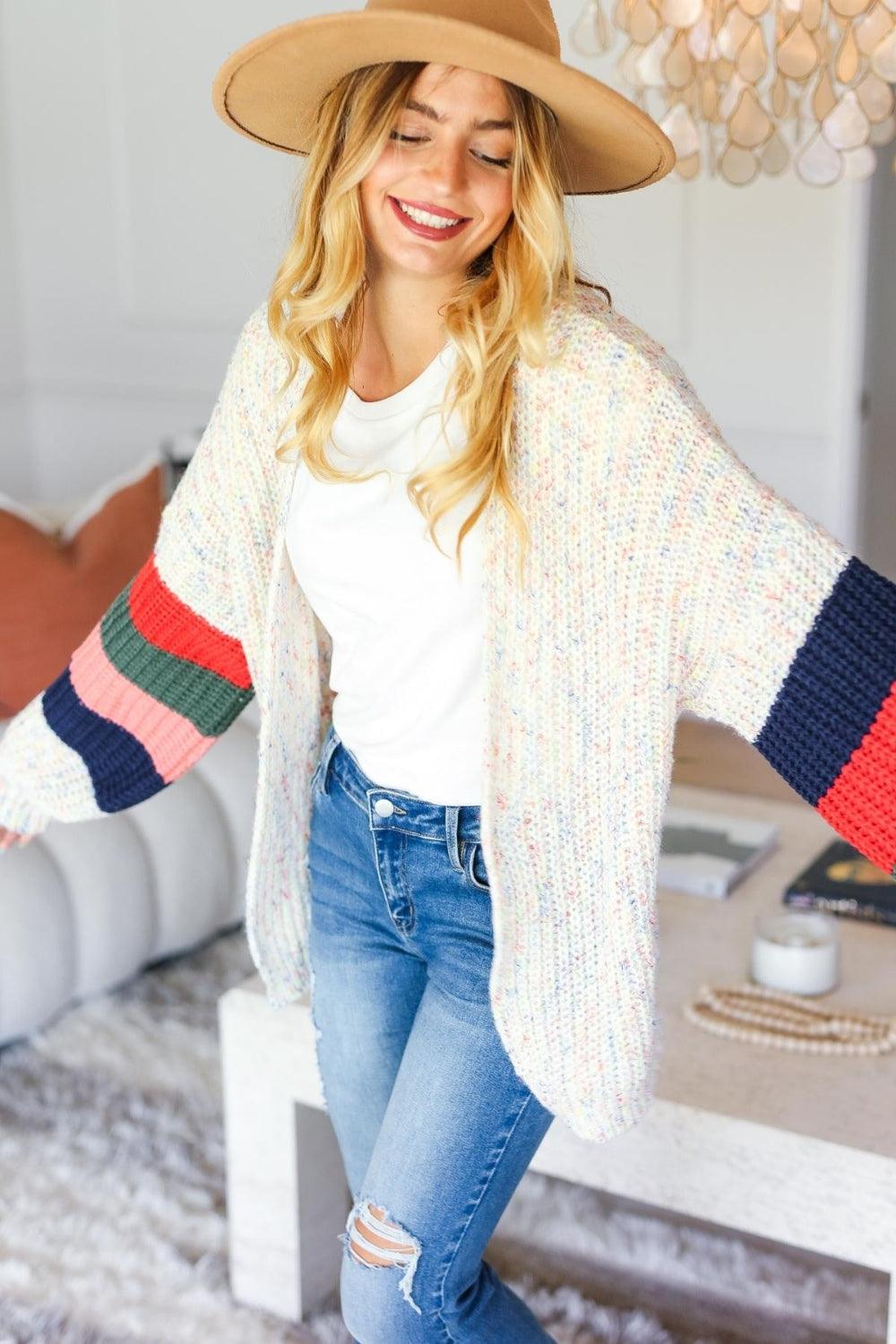 Haptics Full Size Color Block Open Front Cardigan Carauana Store
