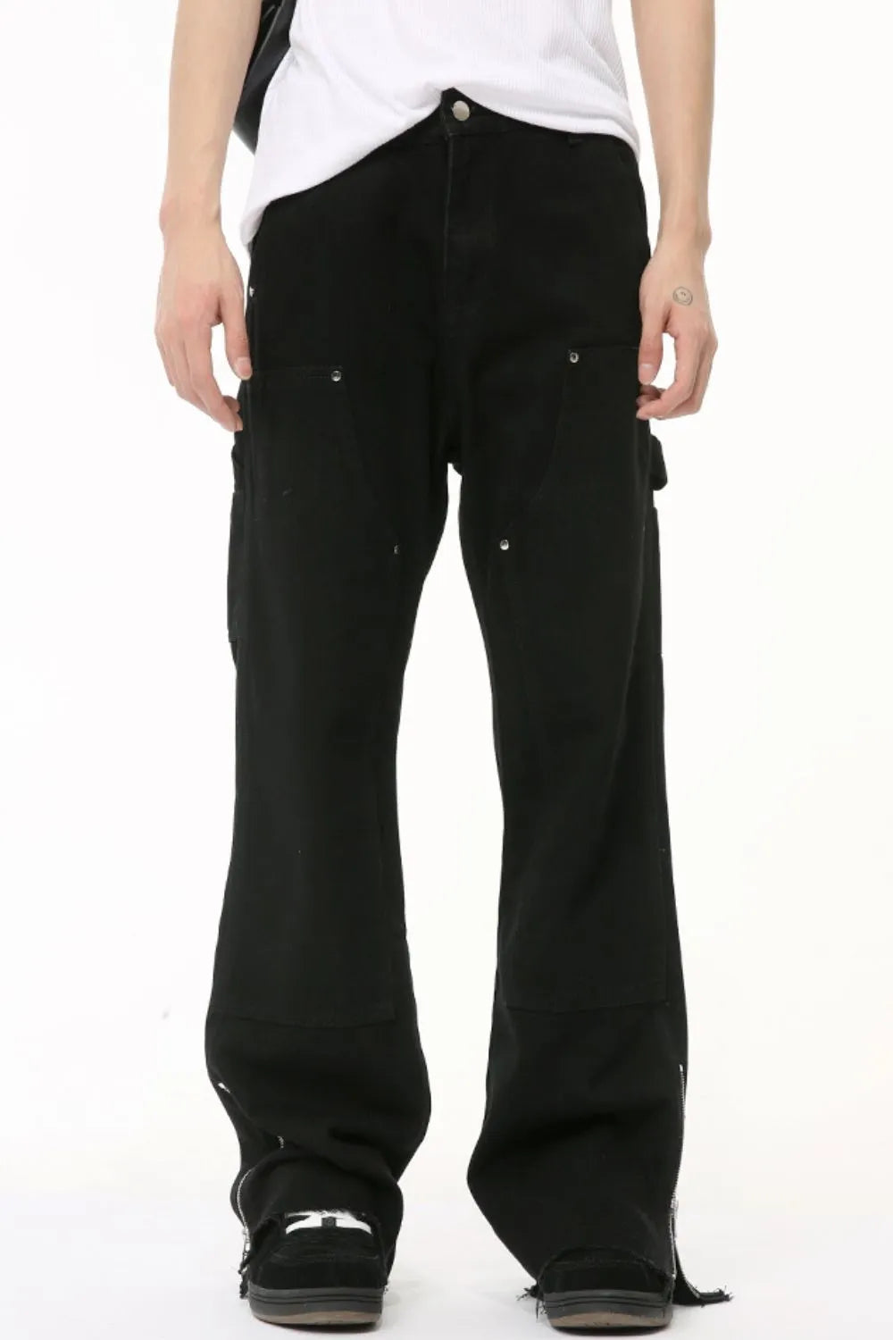 Men's Raw Hem Bootcut Jeans with Zip-Up Sides Carauana Store