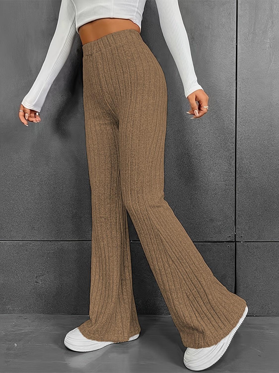 Ribbed High Waist Bootcut Pants Carauana Store
