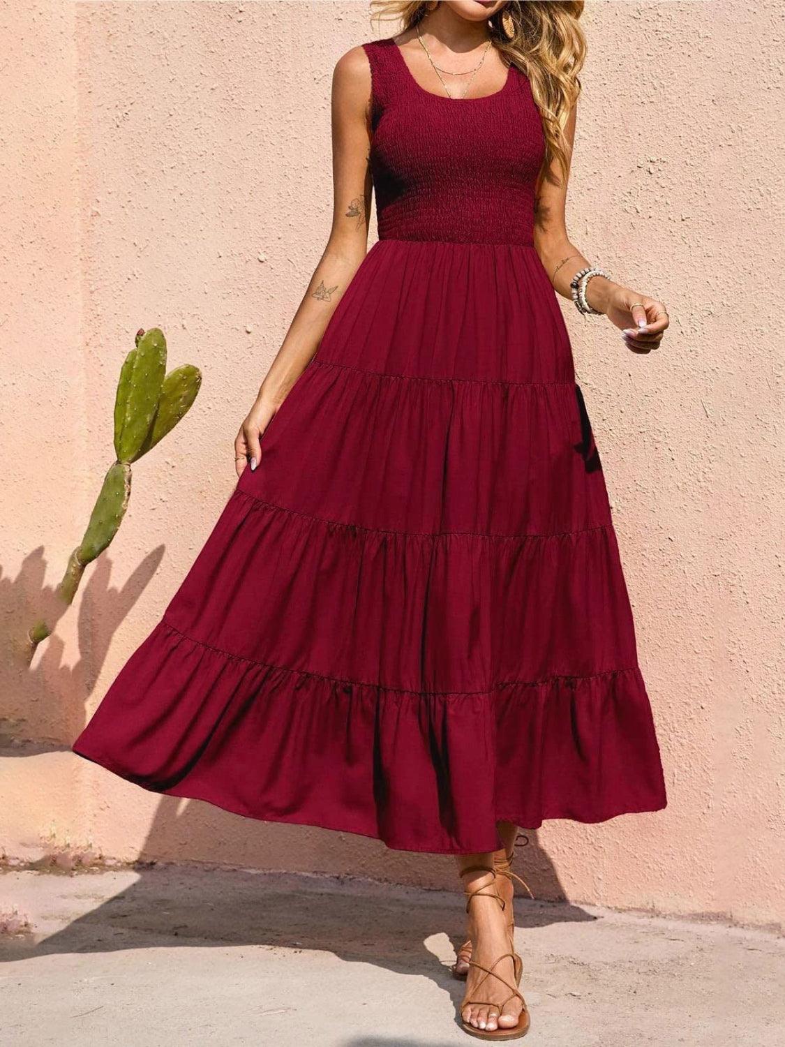 Tiered Smocked Wide Strap Dress Carauana Store