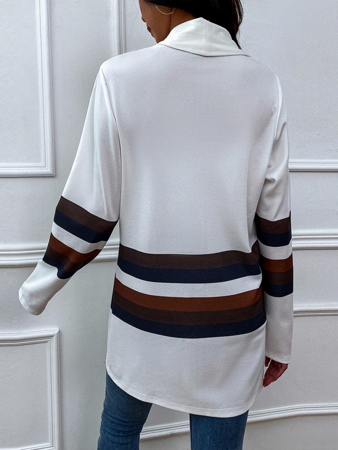 Shiny Color Block Open Front Cardigan Carauana Store