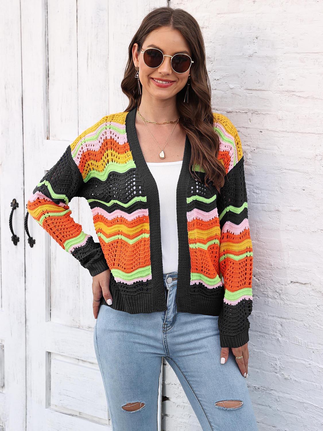 Open Front Openwork Cardigan Carauana Store