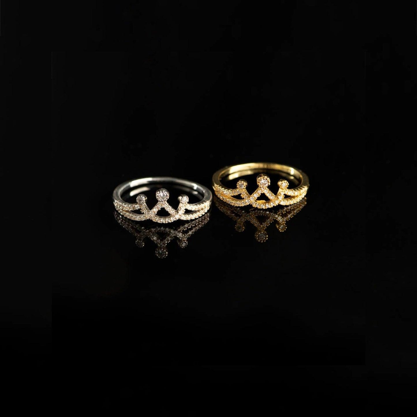 Crown Shape Inlaid Zircon 925 Sterling Silver Ring Carauana Store