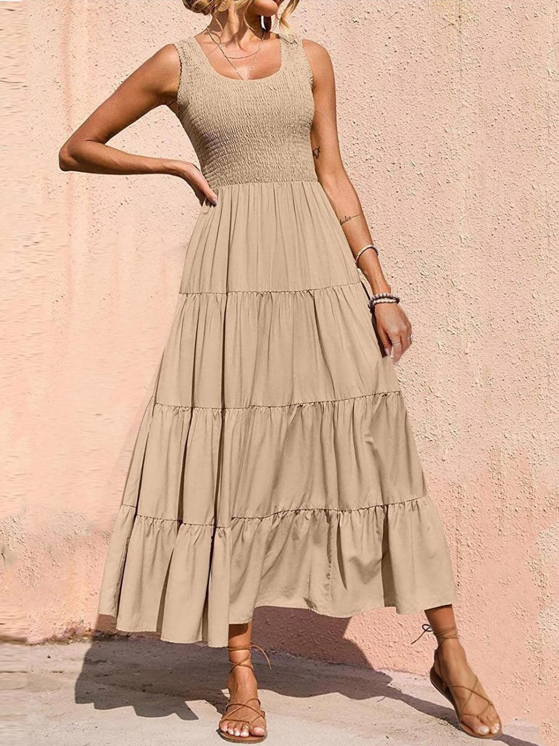 Tiered Smocked Wide Strap Dress Carauana Store