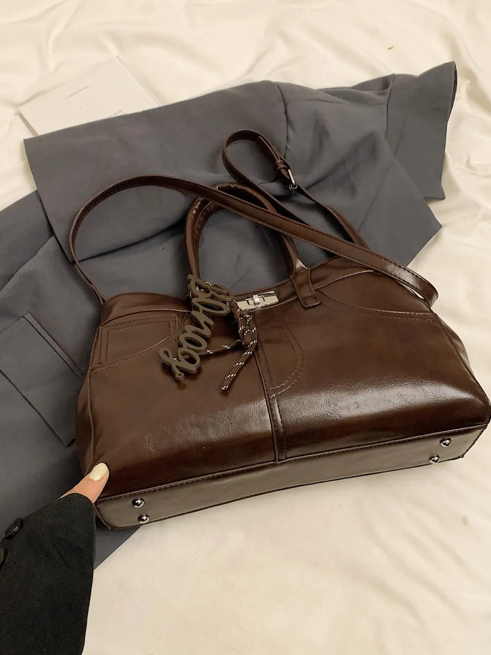 PU Leather Handbag with Pendant Carauana Store